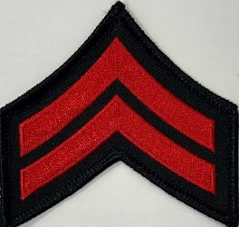"CPL" CORPORAL CHEVRONS RED on BLACK - SOLD IN PAIRS